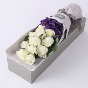 11 White Rose with Lavender Decoration to China