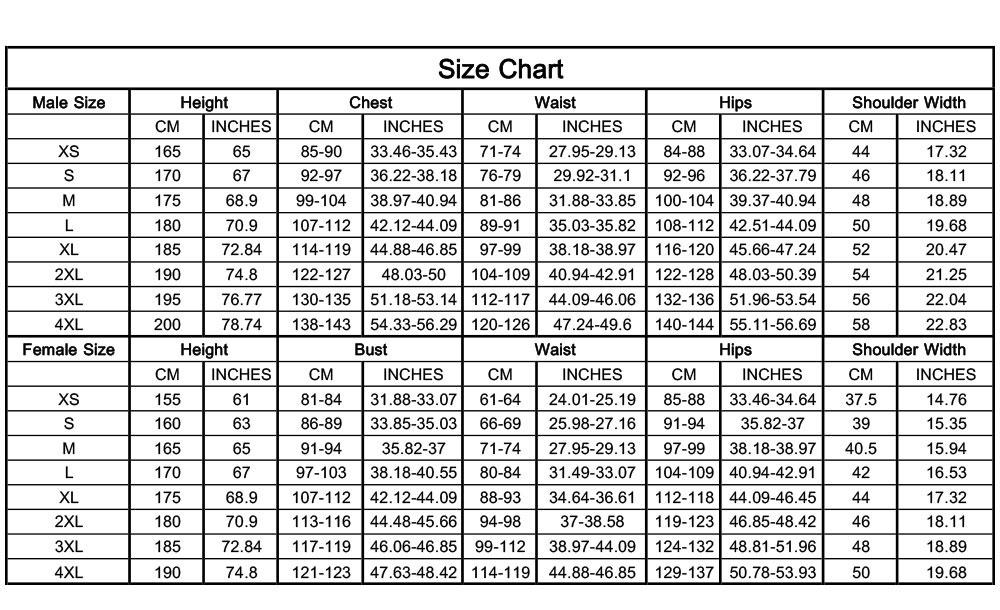 Cal Naughton Jr. Racing Costume SIzechart